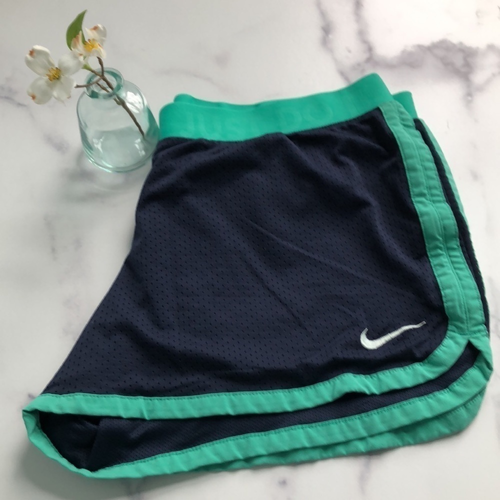 Nike Dri-Fit Mesh Athletic Shorts Blue Green Just Do It Size Large